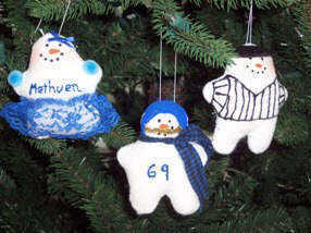 Snowman football & cheerleader ornaments